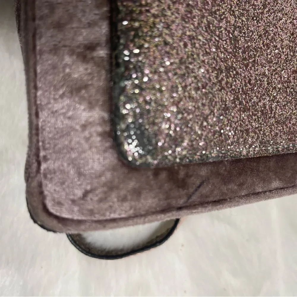 Aldo rose gold glitter &light brown velvet satchel/shoulder bag gold tone accent